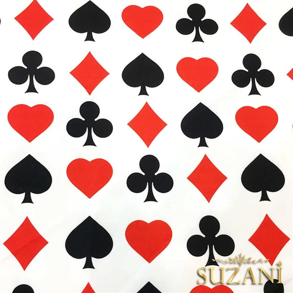 İskambil Kağıdı (Beyaz) Desenli Kumaş