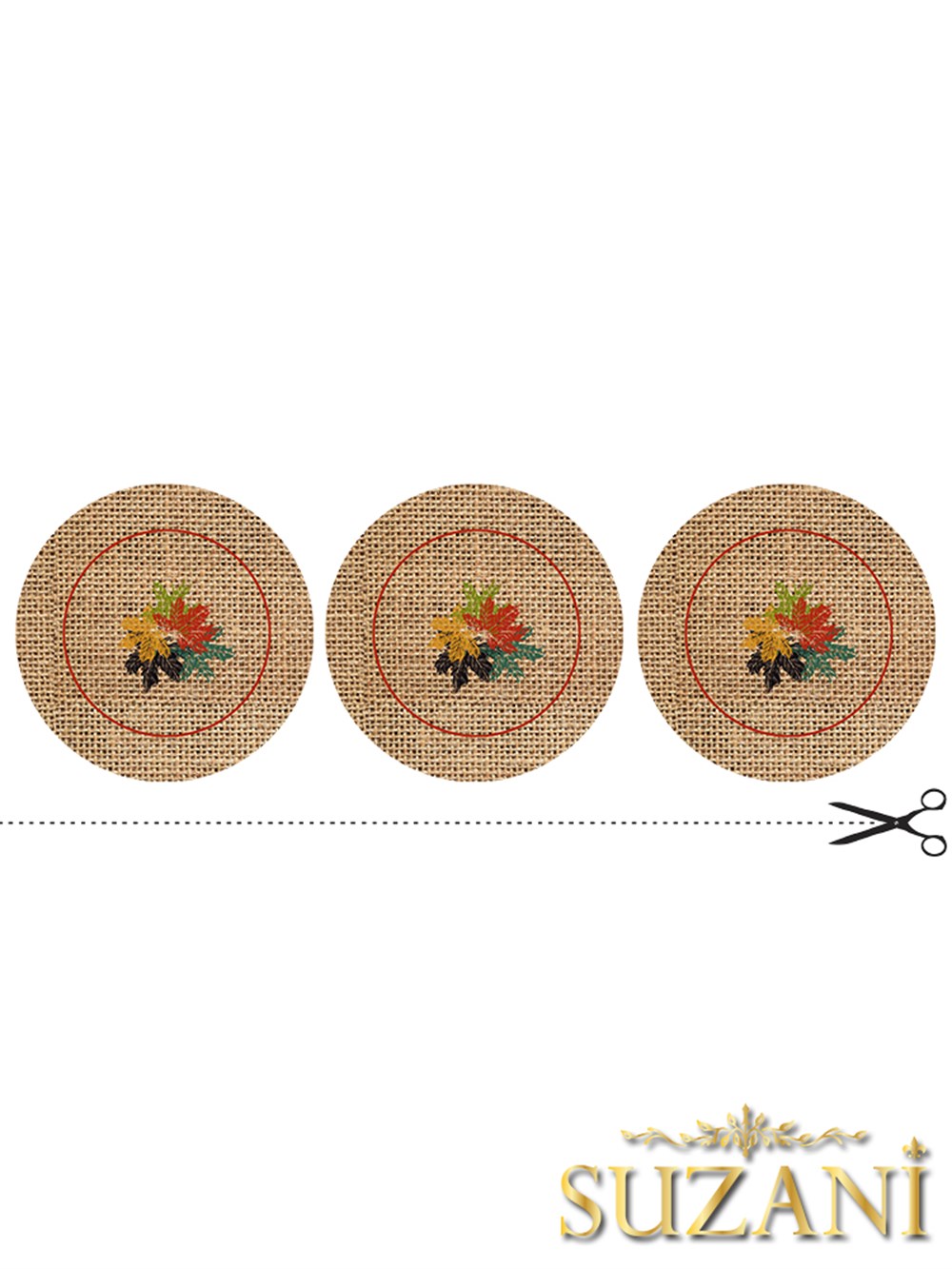 Jüt Zemin Yaprak Desenli Dikişsiz 3'lü Supla Kumaşı