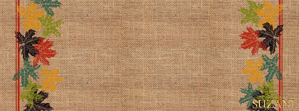 Jüt Zemin Yaprak Desenli Dikişsiz Runner Kumaşı