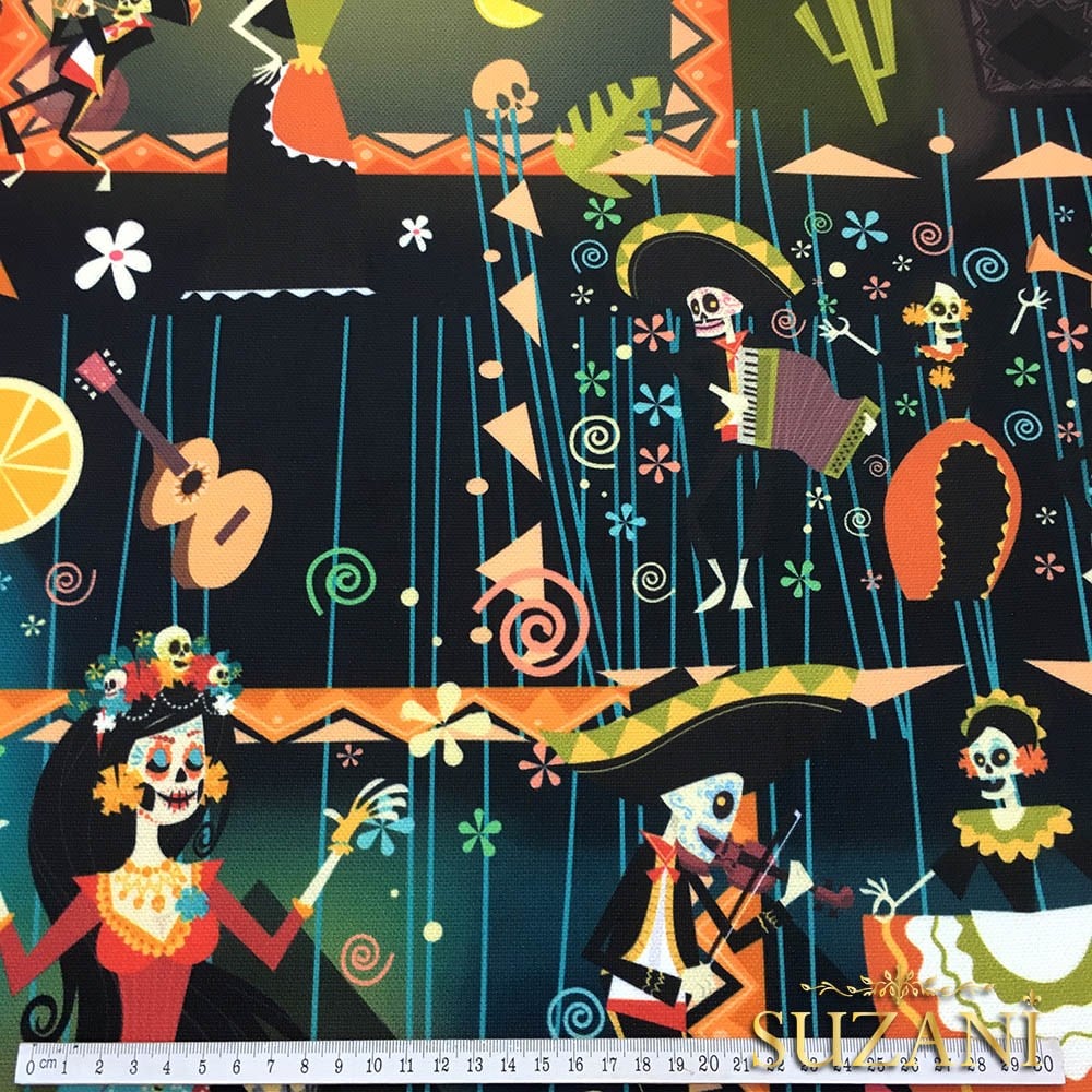 Kafatası Orkestra Desenli Pop Art Kumaş