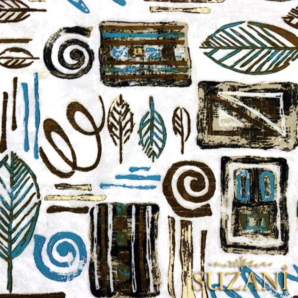 Kahve Fosil Yaprak Desenli Kumaş