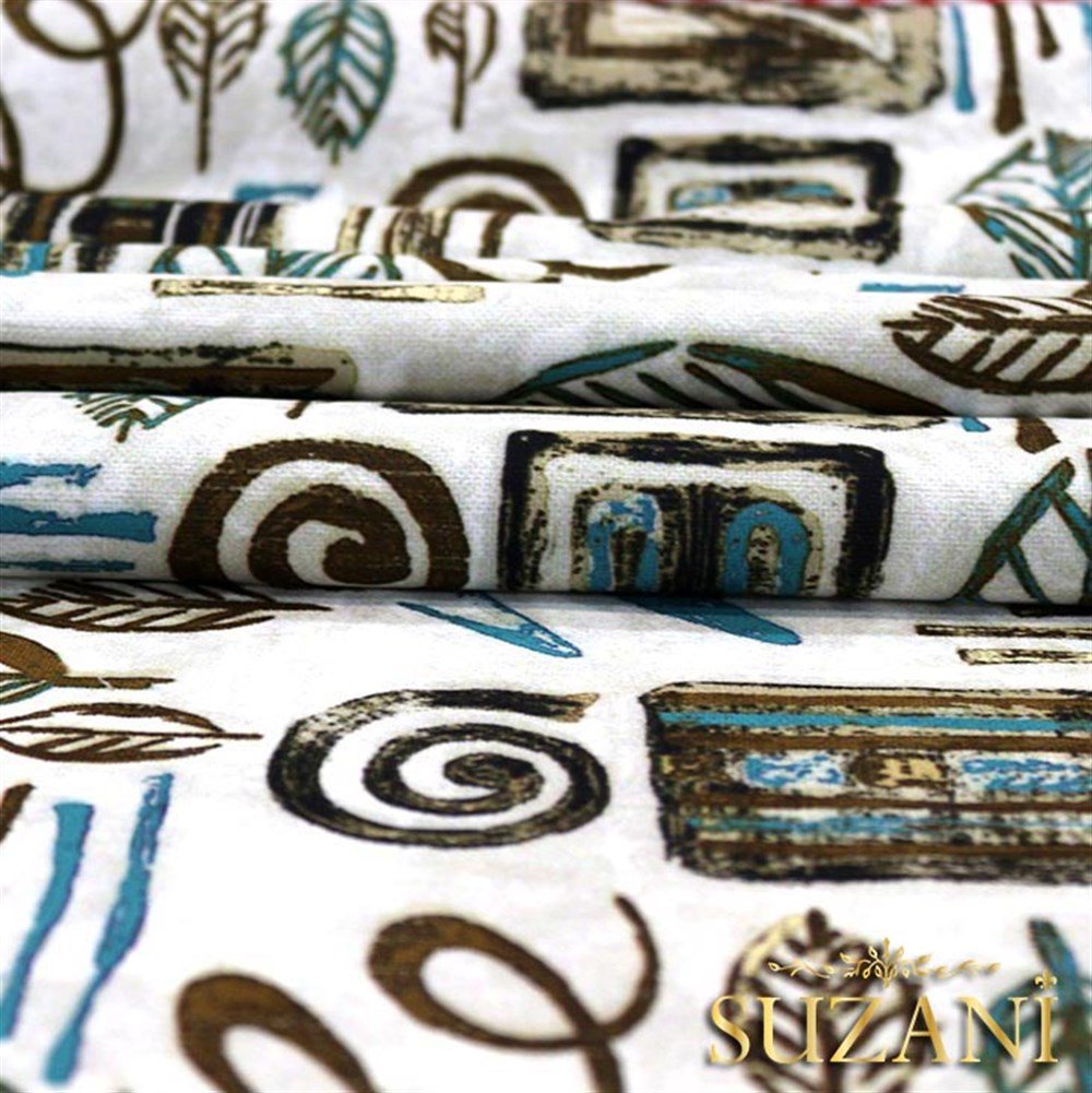 Kahve Fosil Yaprak Desenli Kumaş