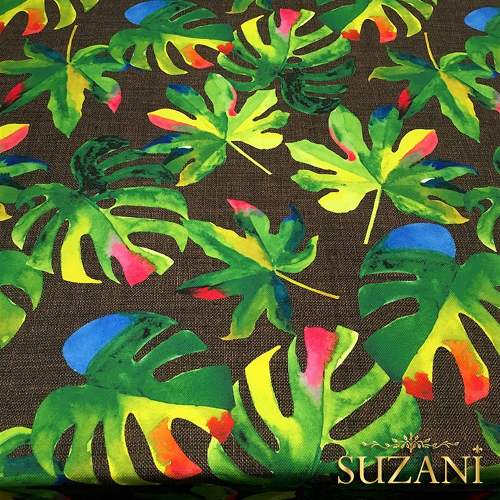 Kahve Keten Deve Tabanı Desenli Kumaş