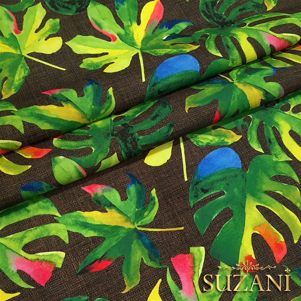 Kahve Keten Deve Tabanı Desenli Kumaş