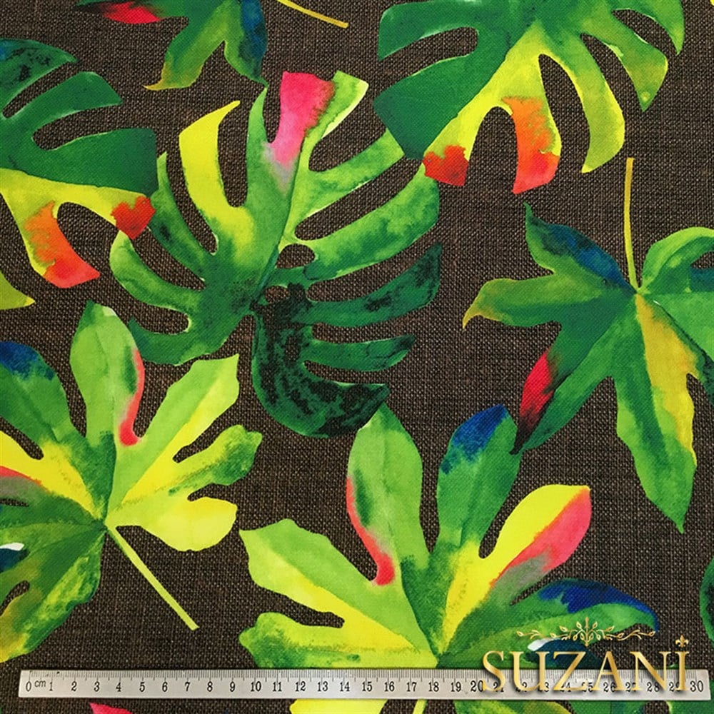 Kahve Keten Deve Tabanı Desenli Kumaş