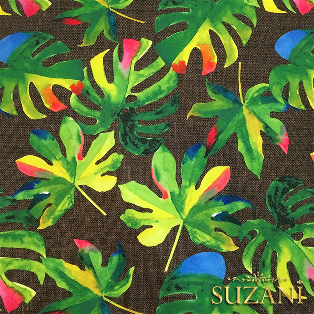 Kahve Keten Deve Tabanı Desenli Kumaş