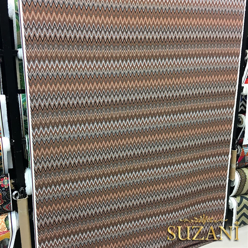 Kahve Renk Gecisli Zigzag Kumaş