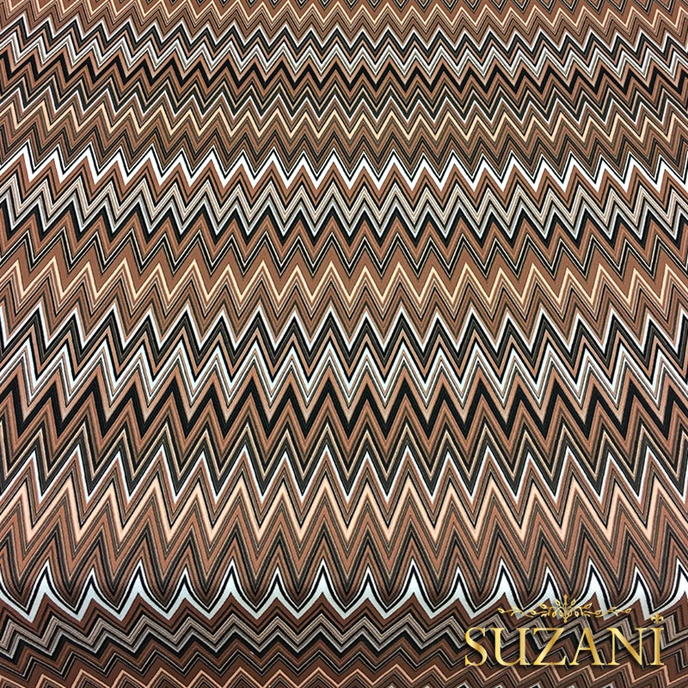 Kahve Renk Gecisli Zigzag Kumaş