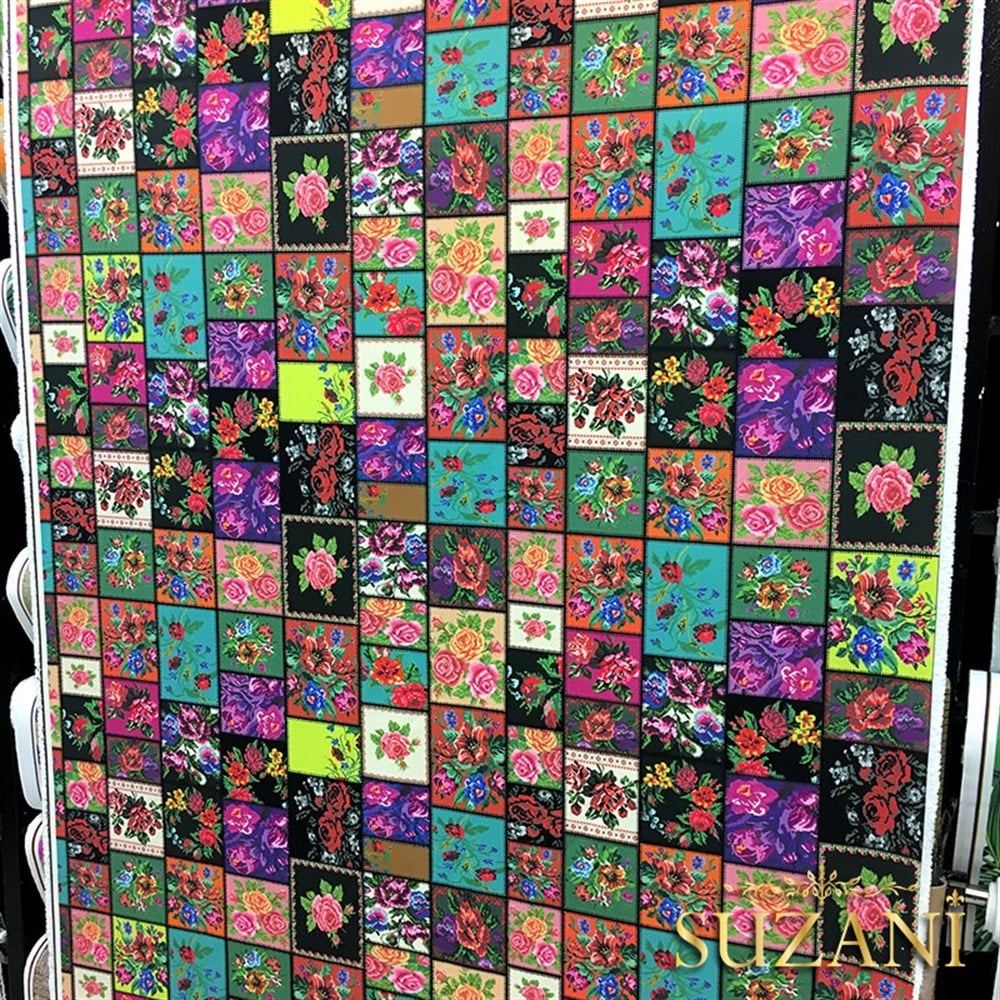 Kanaviçe Patchwork Desenli Kumaş