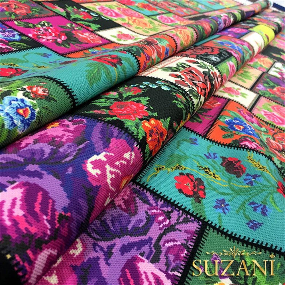 Kanaviçe Patchwork Desenli Kumaş