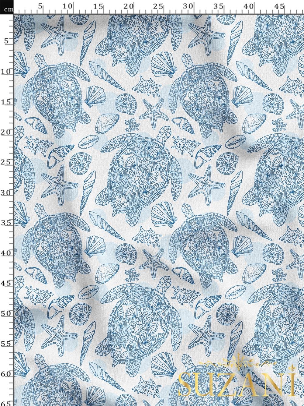 Kaplumbağa Desenli Dijital Baskılı Kumaş