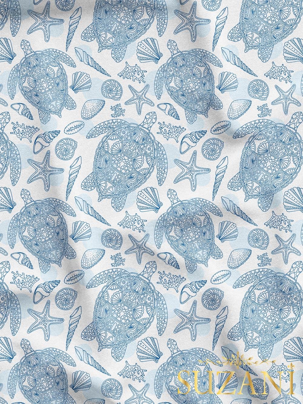 Kaplumbağa Desenli Dijital Baskılı Kumaş