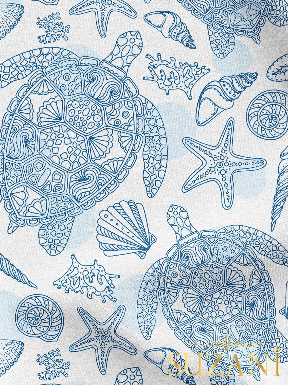 Kaplumbağa Desenli Dijital Baskılı Kumaş