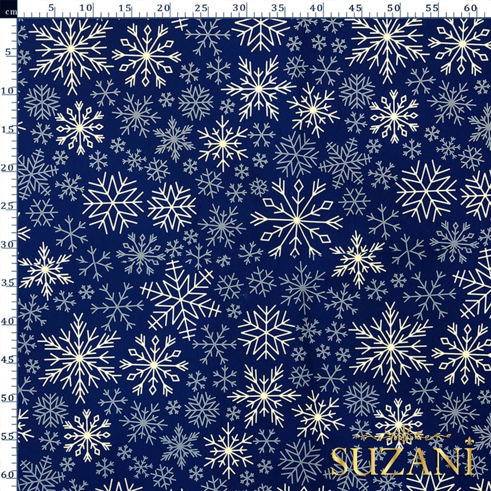 Kar Taneleri Desenli Dijital Baskılı Kumaş