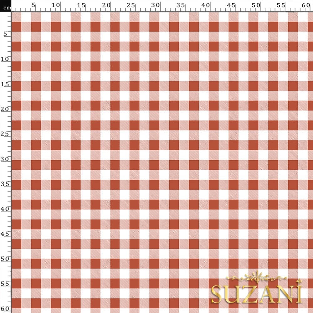 Karamel Küçük Pötikare Desenli Dijital Baskılı Kumaş