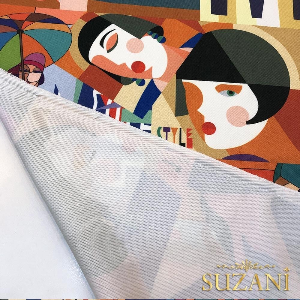 Karnaval Kolaj Desenli Dijital Baskılı Kumaş