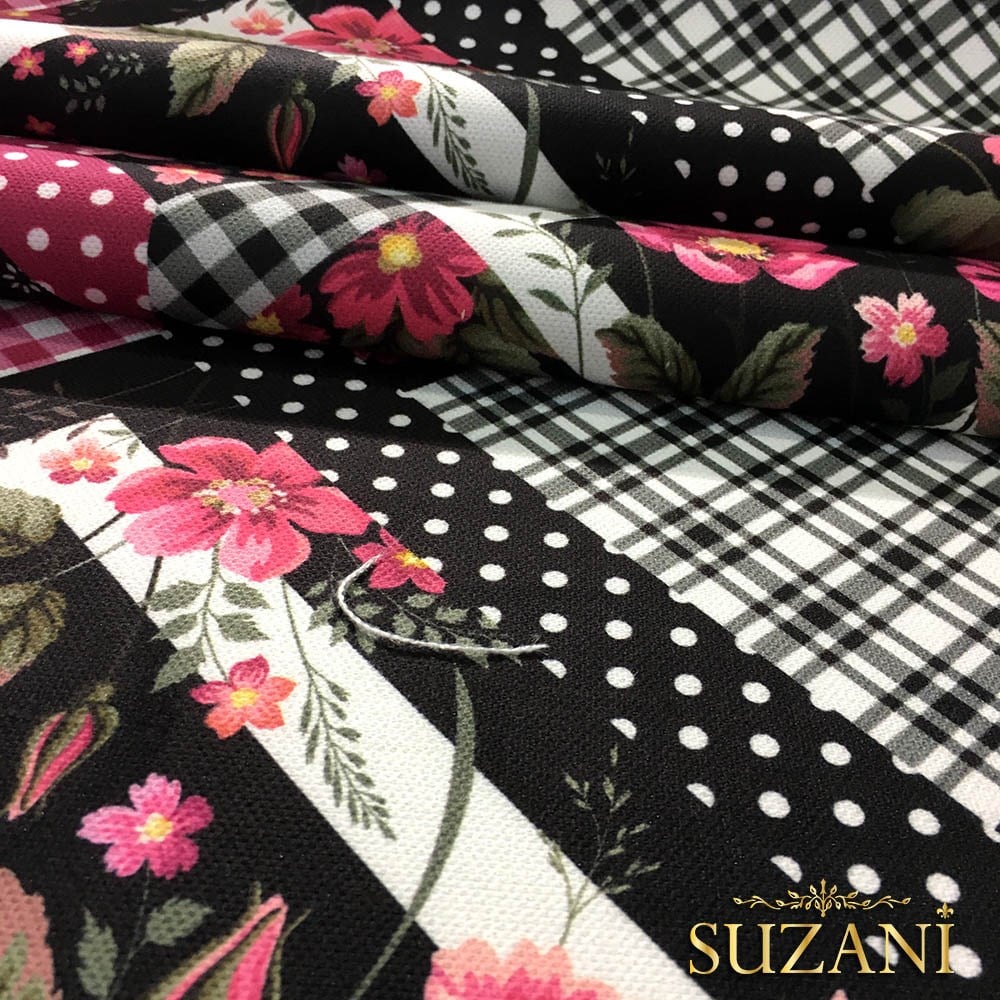 Karo Patchwork Desenli Kumaş