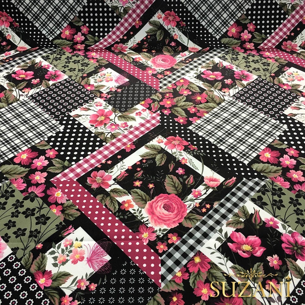 Karo Patchwork Desenli Kumaş