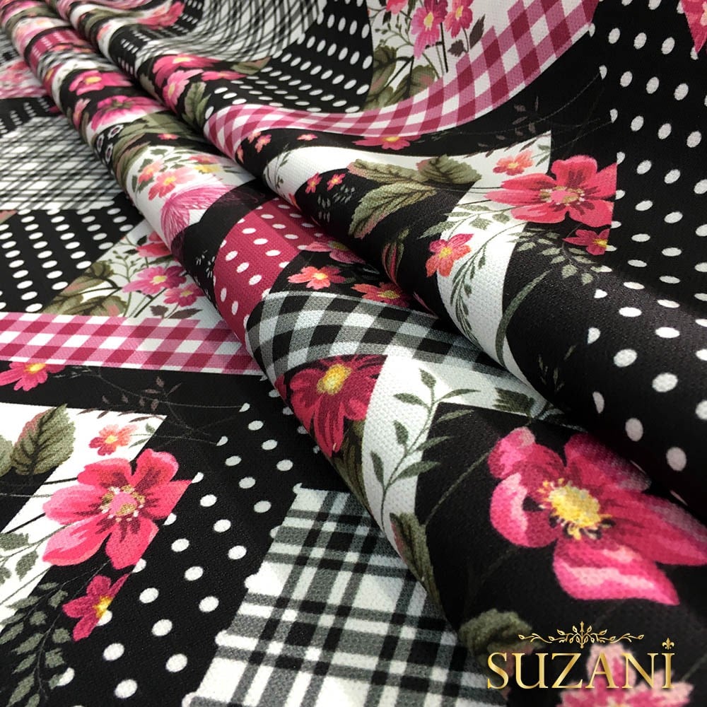 Karo Patchwork Desenli Kumaş