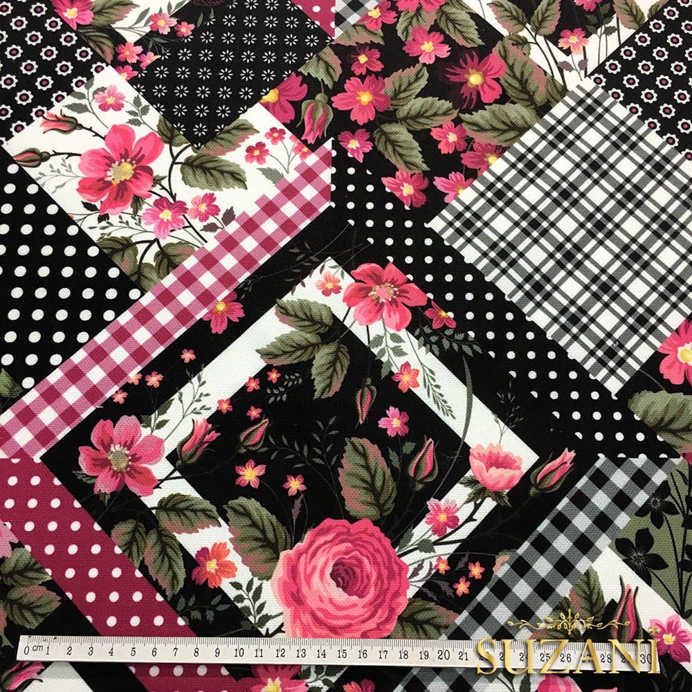 Karo Patchwork Desenli Kumaş