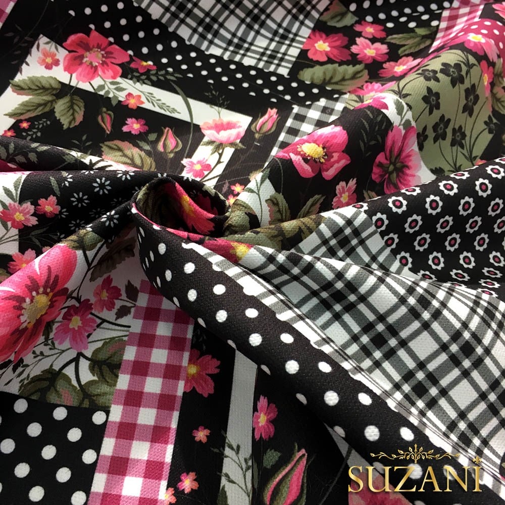 Karo Patchwork Desenli Kumaş