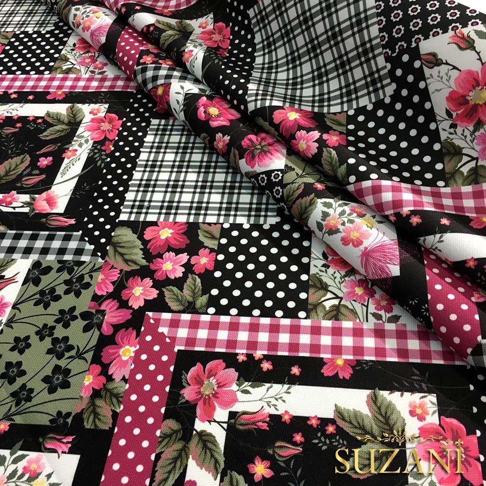 Karo Patchwork Desenli Kumaş