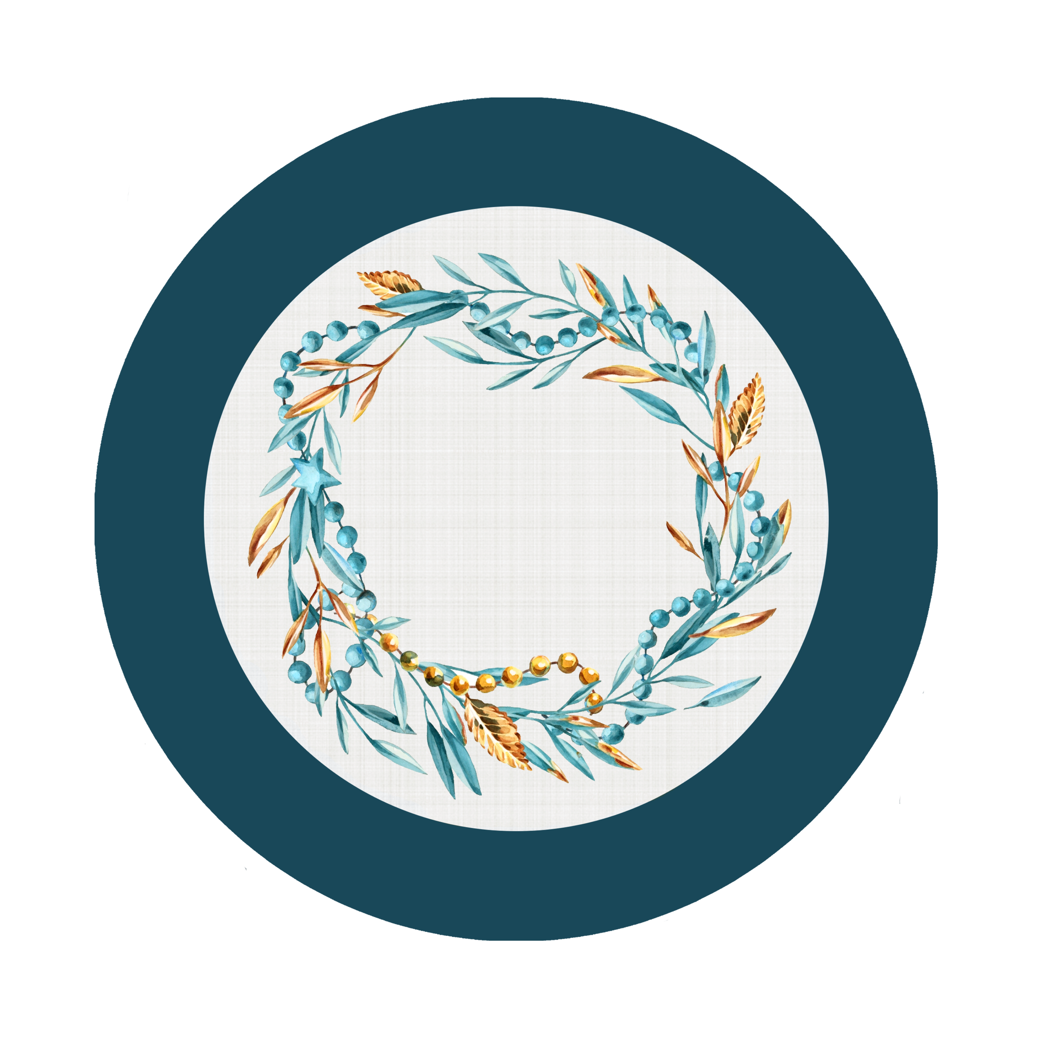 Keten Görünümlü Zemin Mavi Yılbaşı Desenli Dikişsiz 3'lü Supla Kumaşı