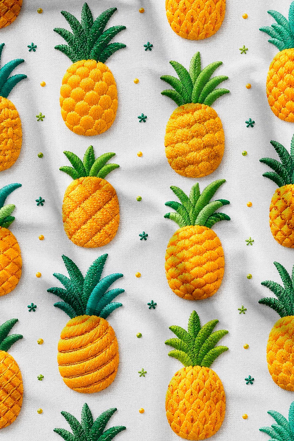Keten Zeminli Capri Ananas Desenli Dijital Baskılı Kumaş