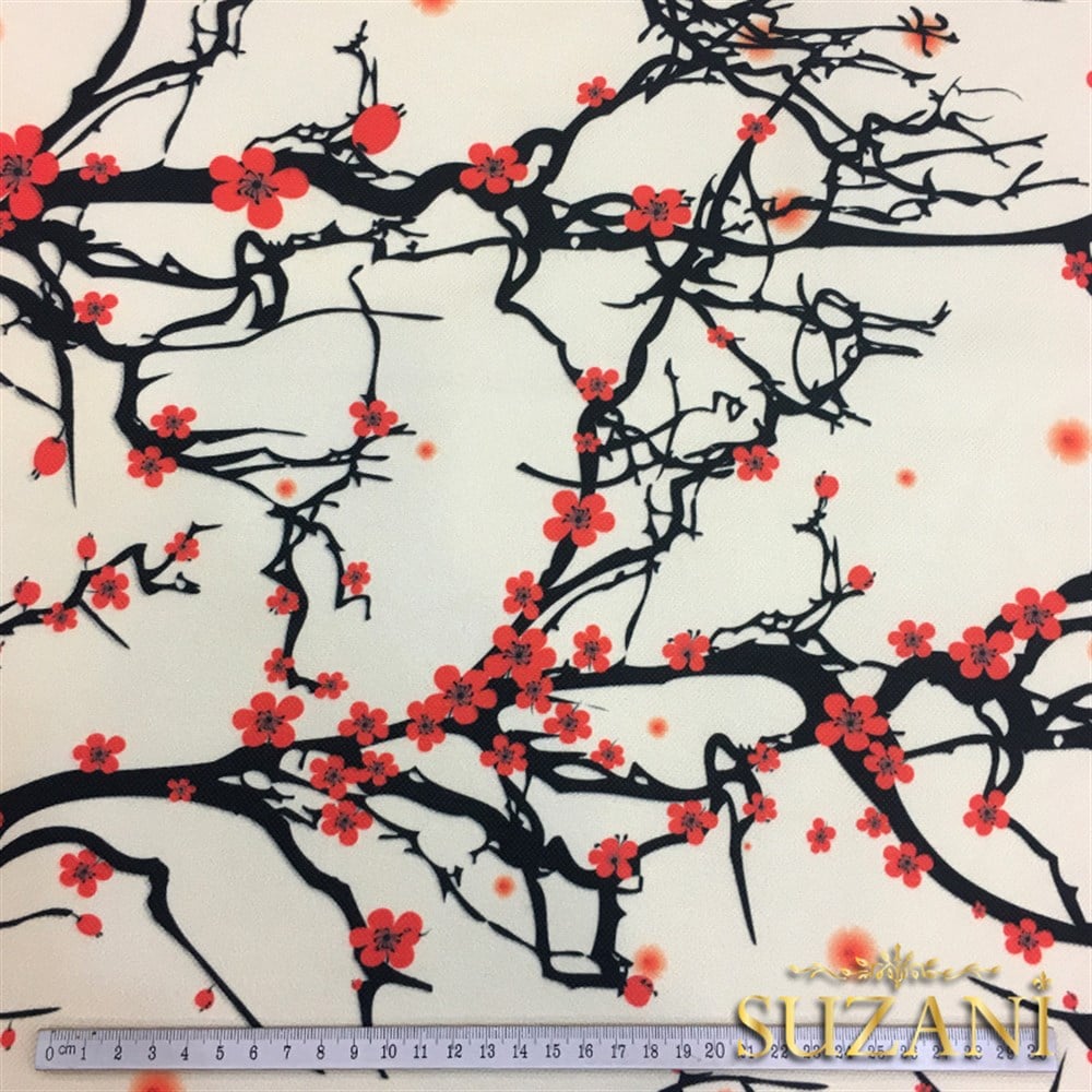 Kiraz Çiçekleri Desenli Kumaş