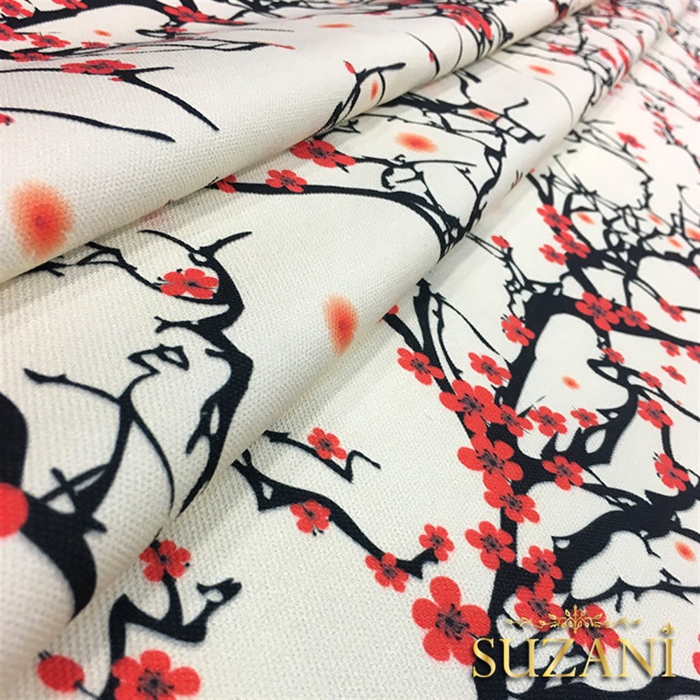 Kiraz Çiçekleri Desenli Kumaş