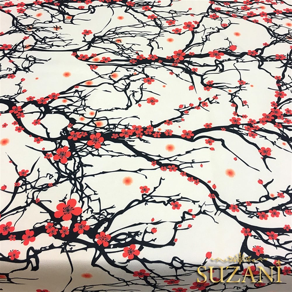 Kiraz Çiçekleri Desenli Kumaş