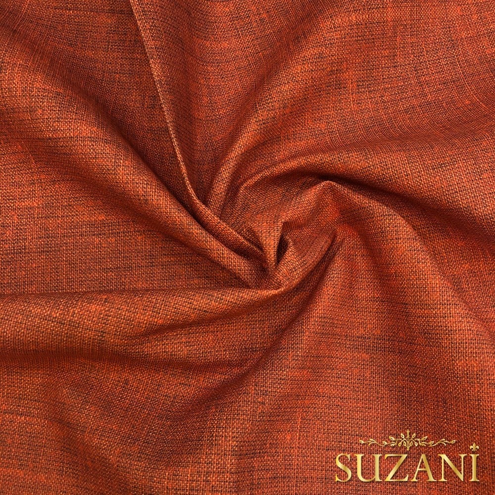 Kiremit Keten Görünümlü Dijital Baskılı Kumaş