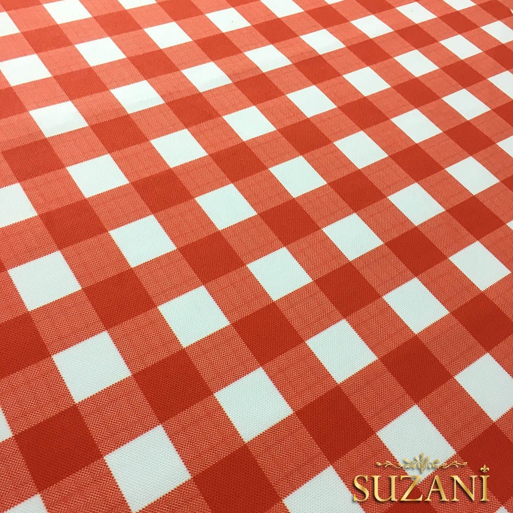 Kırmızı Beyaz Klasik Ekose Desenli Kumaş