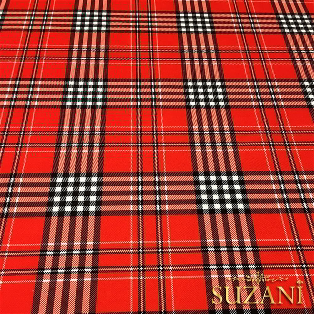 Kırmızı Beyaz Tartan Ekose Kumaş