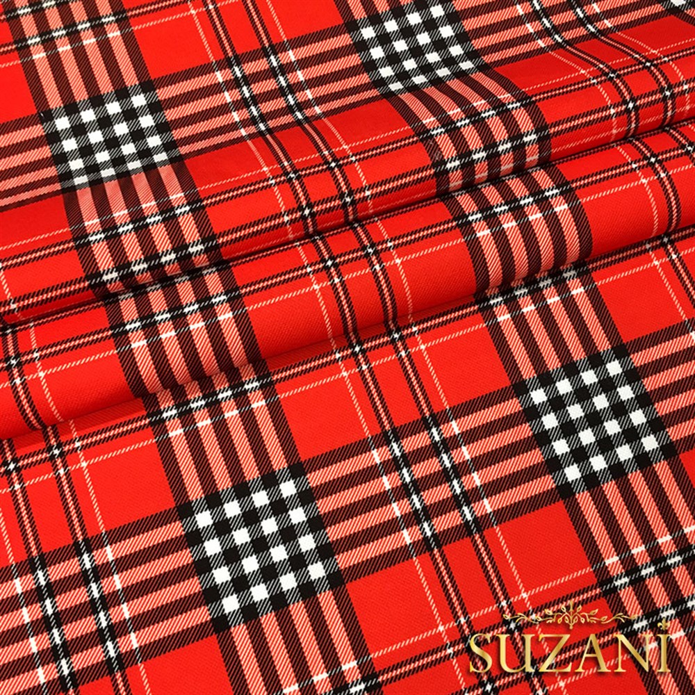 Kırmızı Beyaz Tartan Ekose Kumaş