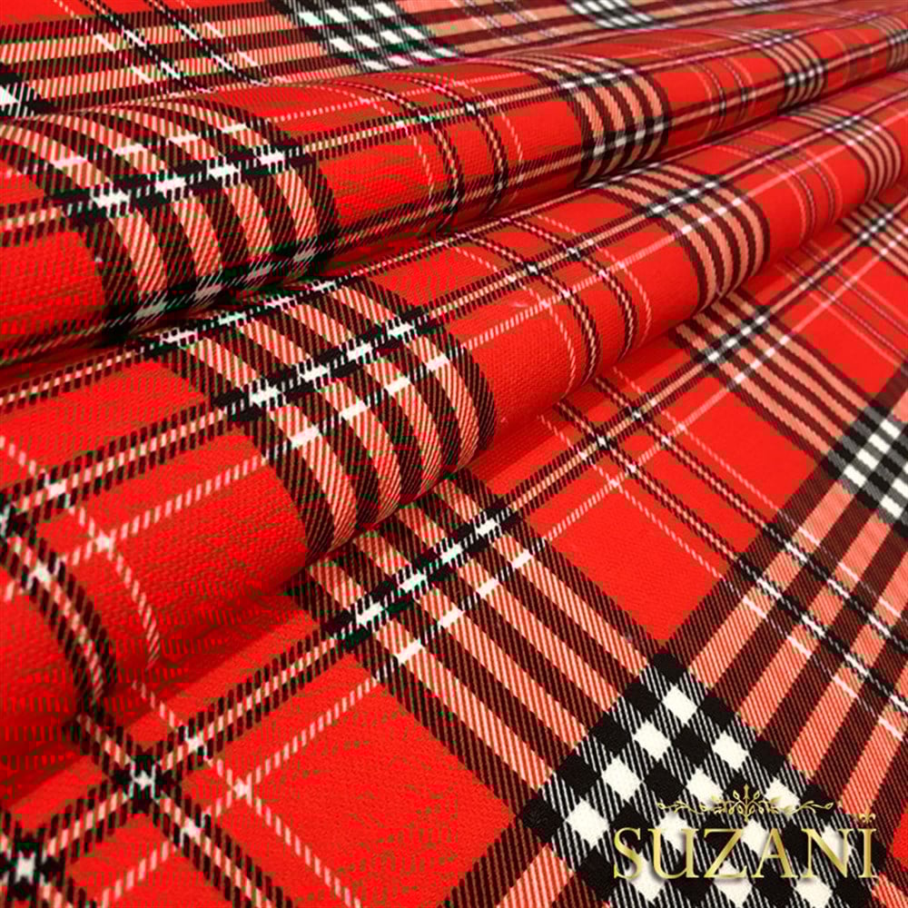 Kırmızı Beyaz Tartan Ekose Kumaş