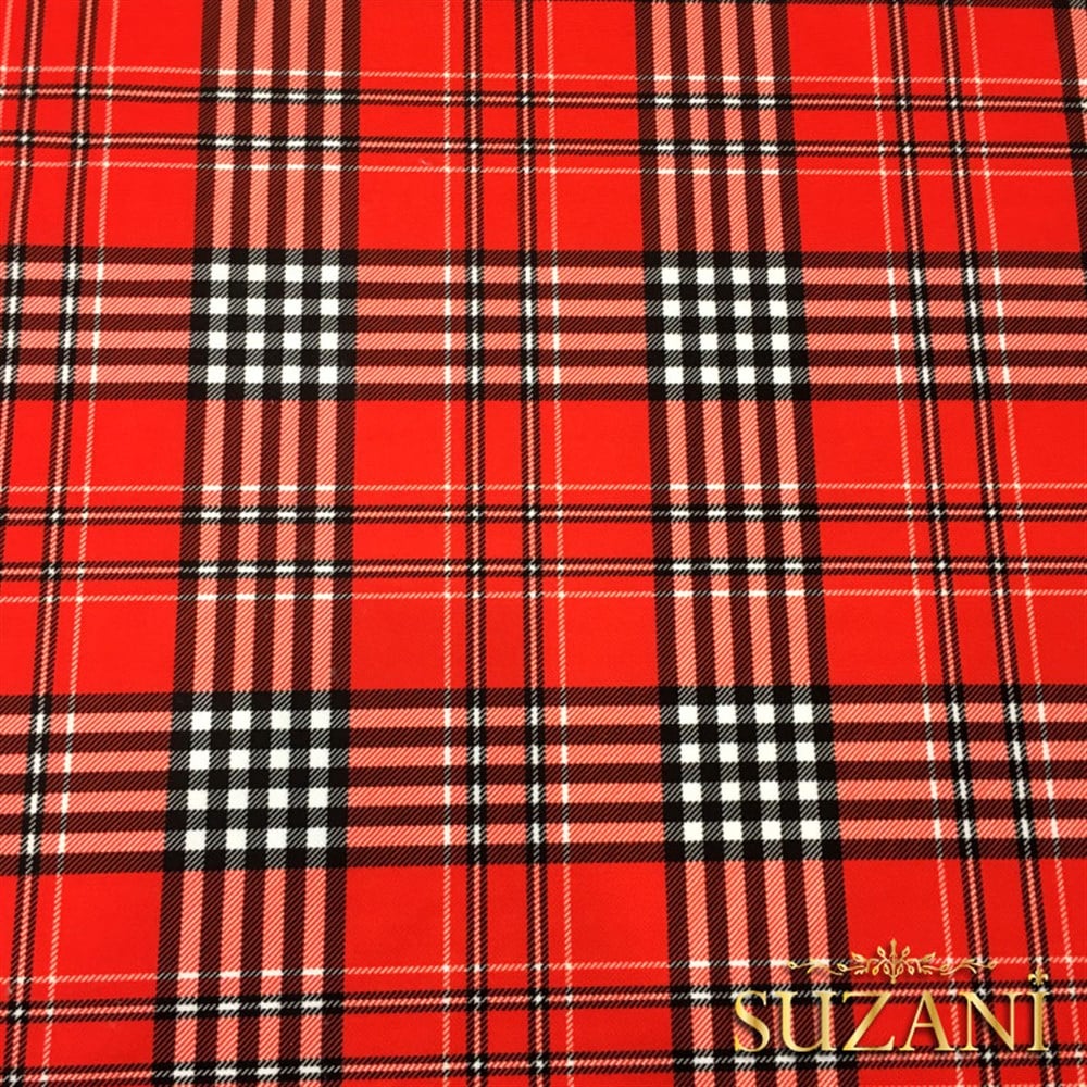 Kırmızı Beyaz Tartan Ekose Kumaş
