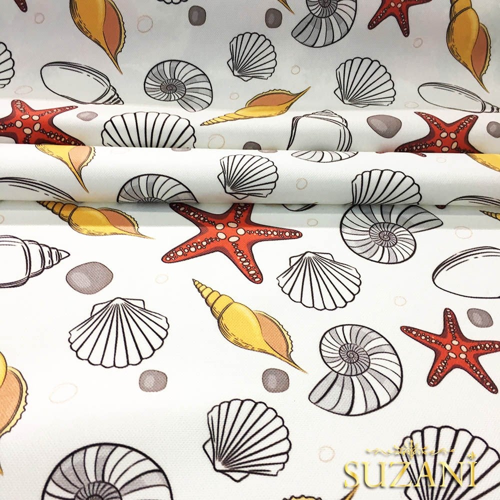 Kırmızı Deniz Yıldızı Desenli Kumaş