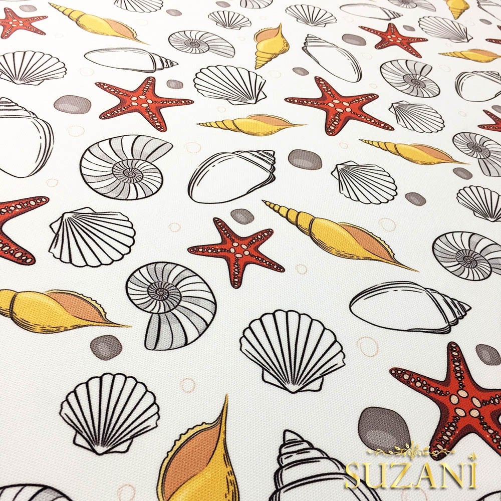 Kırmızı Deniz Yıldızı Desenli Kumaş