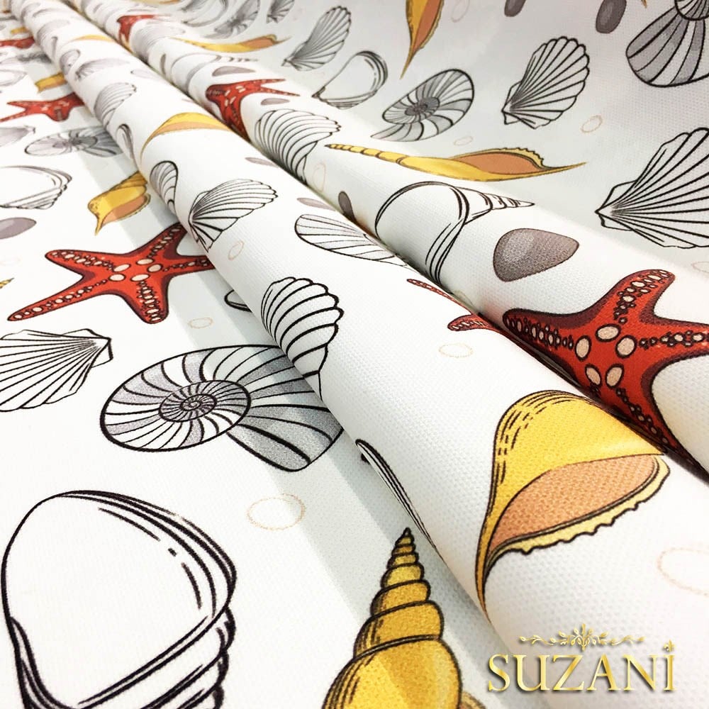 Kırmızı Deniz Yıldızı Desenli Kumaş