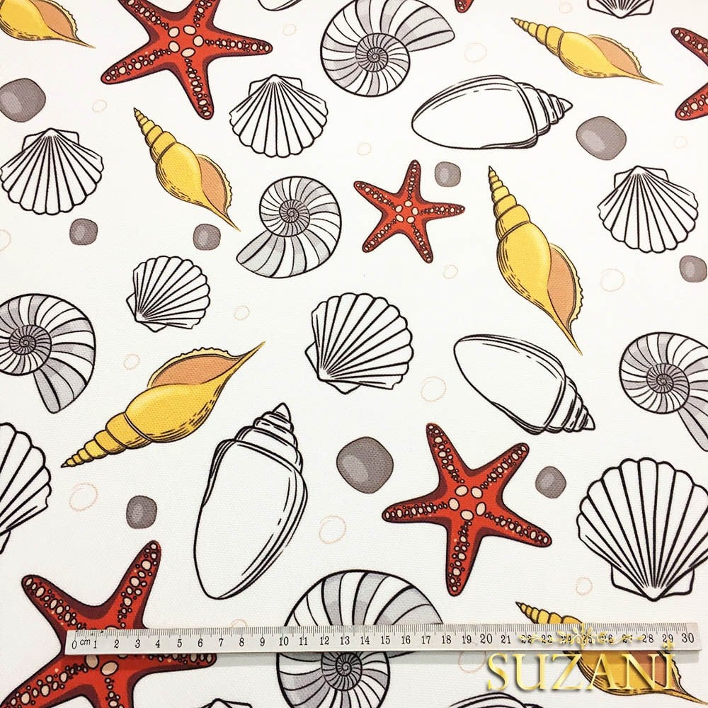 Kırmızı Deniz Yıldızı Desenli Kumaş