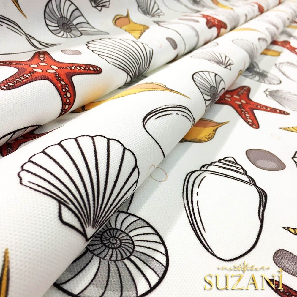 Kırmızı Deniz Yıldızı Desenli Kumaş