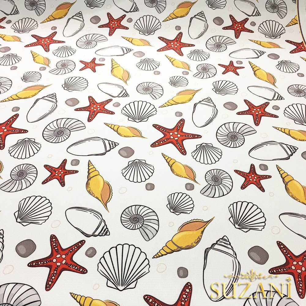 Kırmızı Deniz Yıldızı Desenli Kumaş