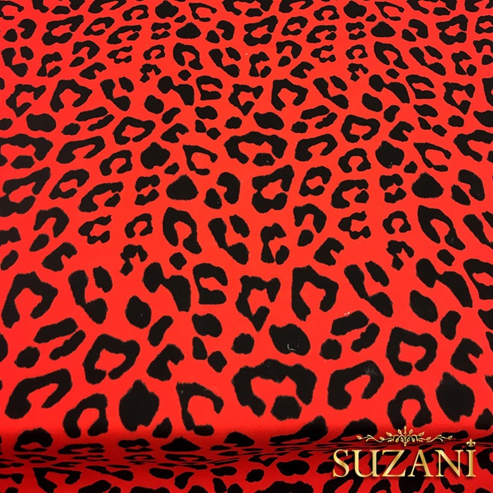 Kırmızı Leopar Desenli Kumaş