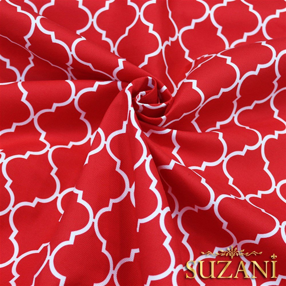 Kırmızı Moroccan Desenli Kumaş