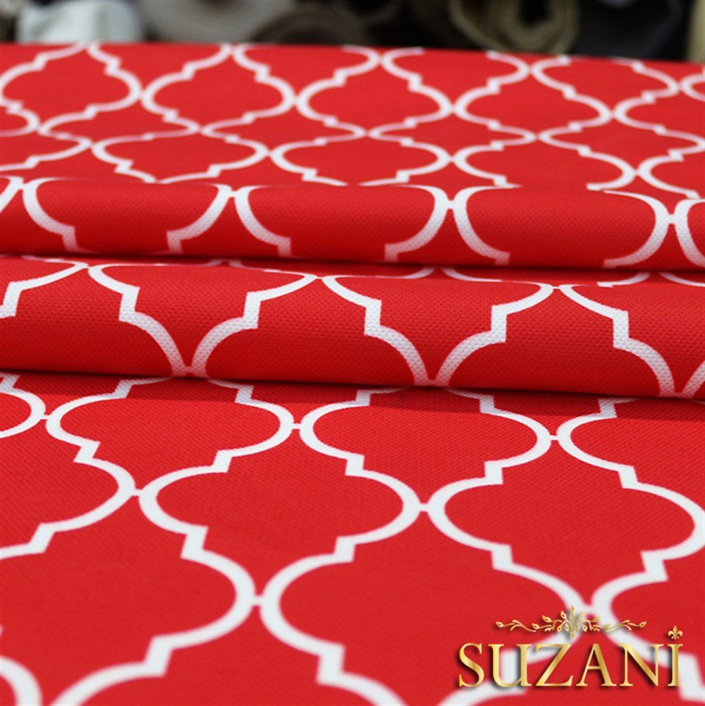 Kırmızı Moroccan Desenli Kumaş