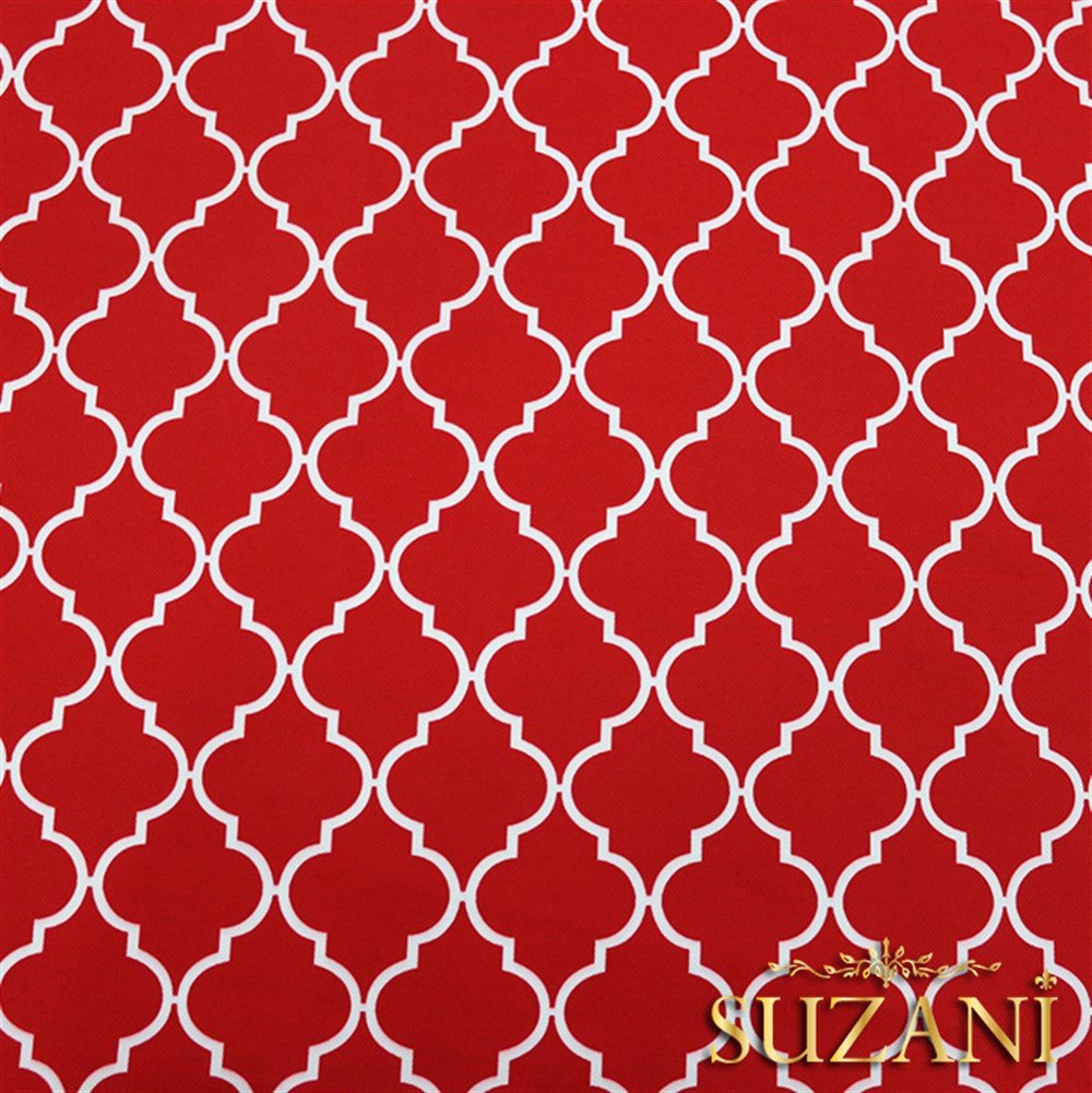 Kırmızı Moroccan Desenli Kumaş