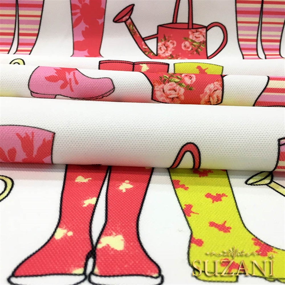 Kırmızı Sarı Çizme Desenli Kumaş