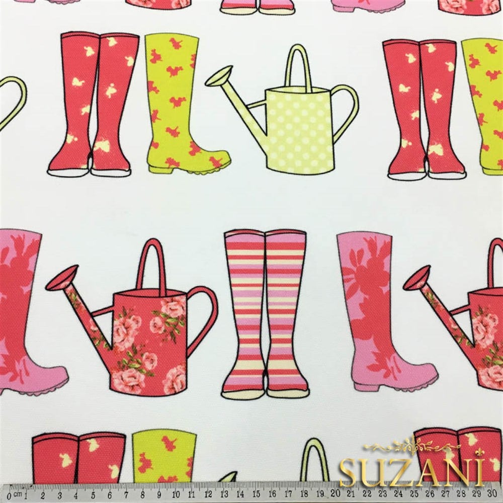 Kırmızı Sarı Çizme Desenli Kumaş