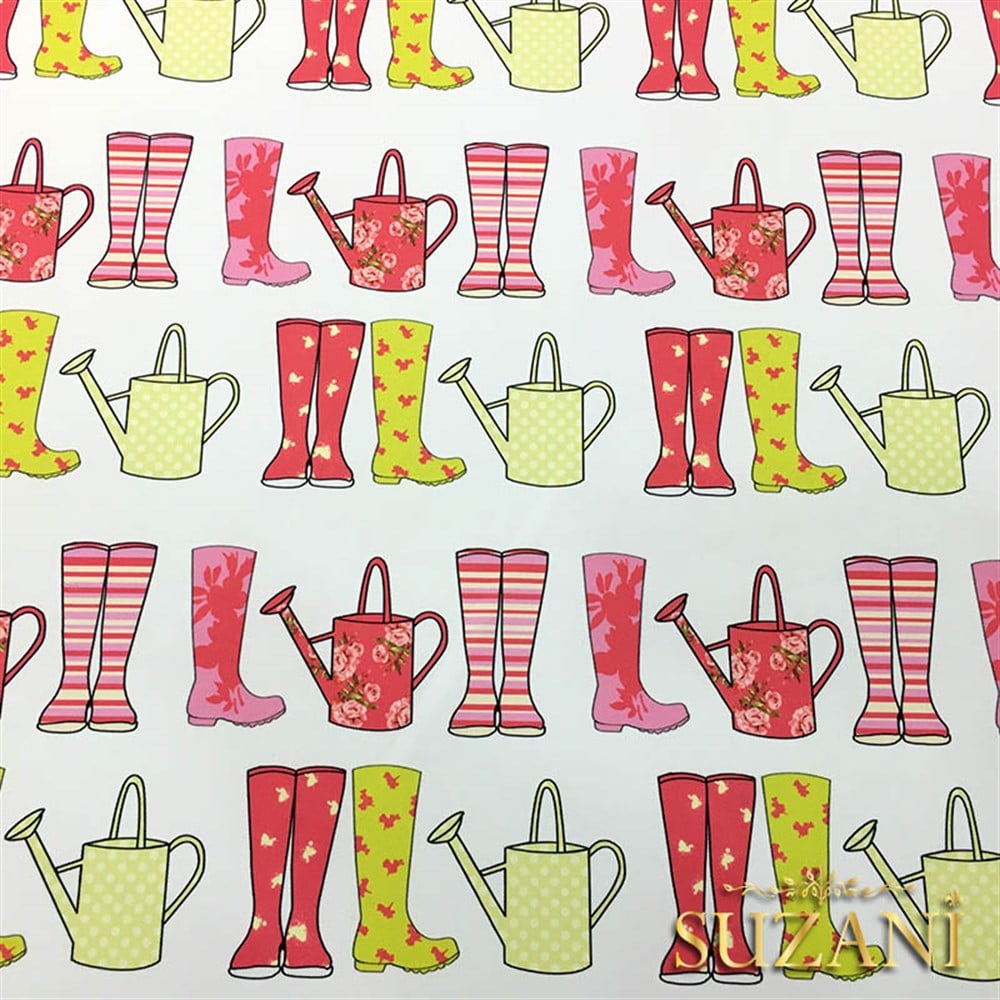 Kırmızı Sarı Çizme Desenli Kumaş